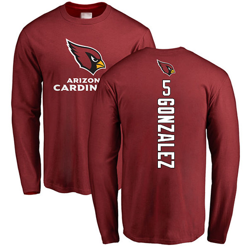 Arizona Cardinals Men Maroon Zane Gonzalez Backer NFL Football #5 Long Sleeve T Shirt